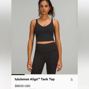 lululemon black align tank top